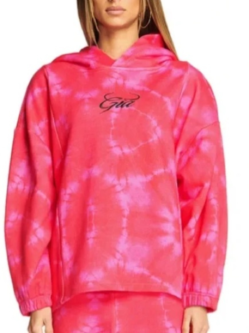 I.AM.GIA Tatiana Pullover Pink Tie Dyed Oversized Sweatshirt Hoodie Small